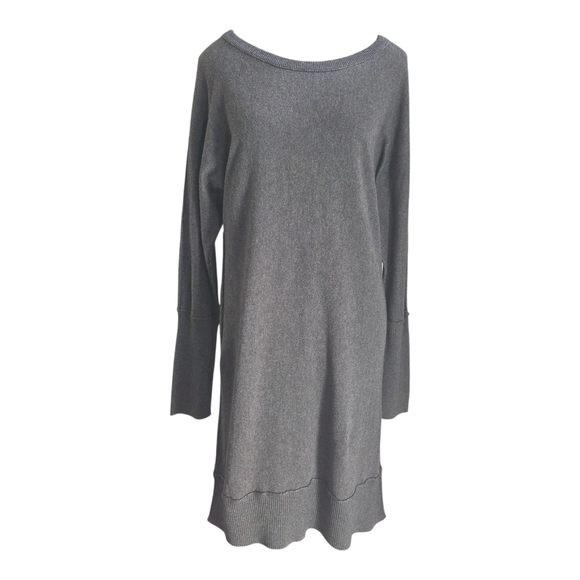 GAP Gray Dolman Sleeve 5% Rabbit Fur Sweater Dress Size L - Picture 1 of 7